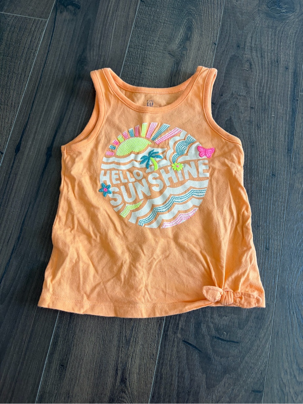 GAP Orange Kids Tank with 'Hello Sunshine' Graphic